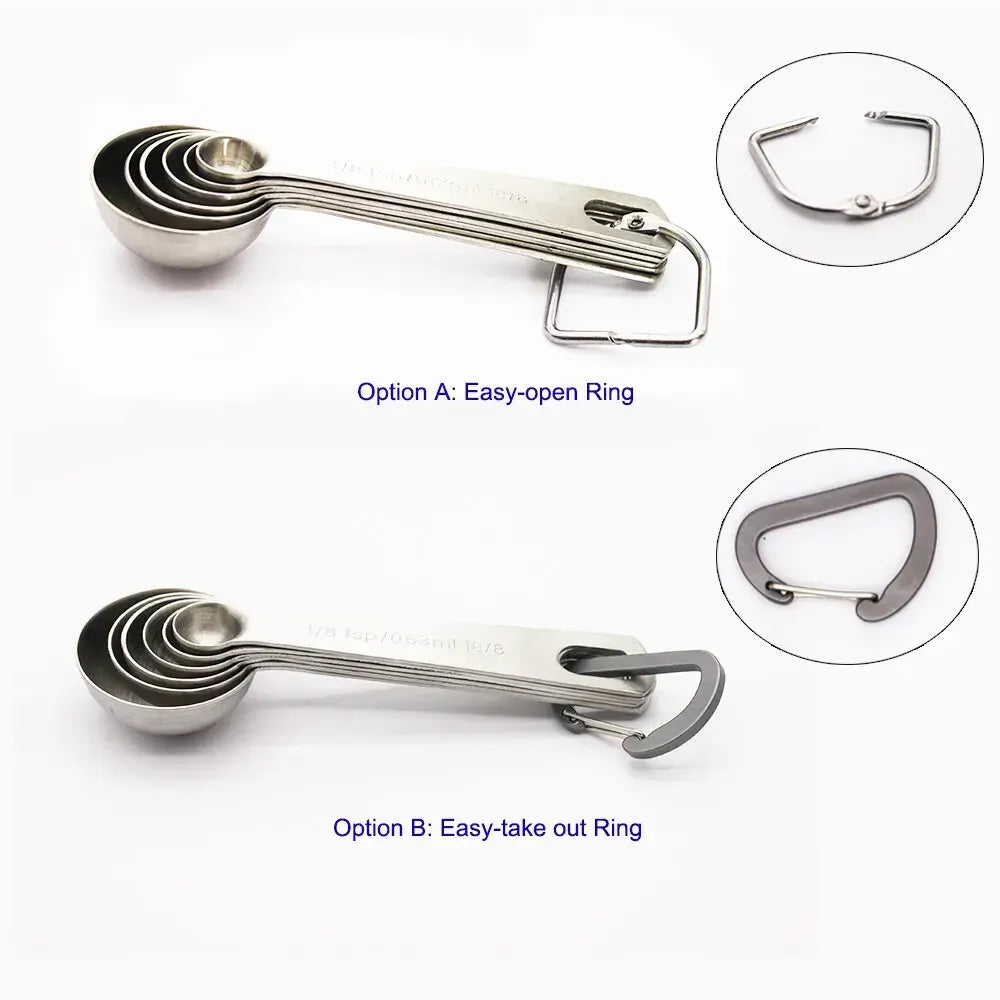 Stainless Steel Measuring Spoons Set, 6 Pieces, Silver for Accurate Cooking and Baking - Image 3