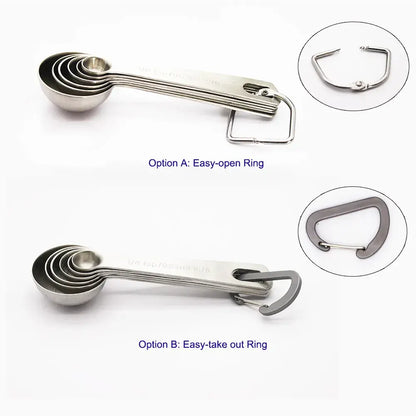 Stainless Steel Measuring Spoons Set, 6 Pieces, Silver for Accurate Cooking and Baking - Image 3