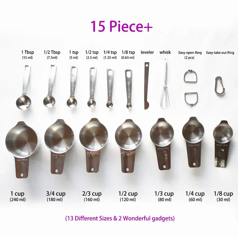 Stainless Steel Measuring Spoons Set, 6 Pieces, Silver for Accurate Cooking and Baking - Image 4