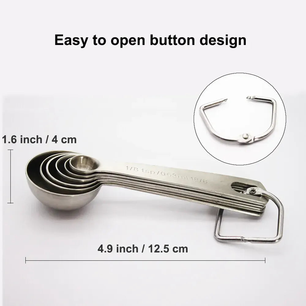Stainless Steel Measuring Spoons Set, 6 Pieces, Silver for Accurate Cooking and Baking - Image 5