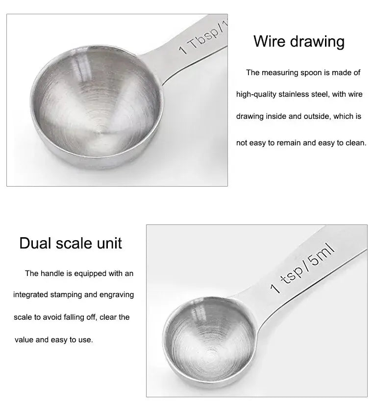 Stainless Steel Measuring Spoons Set, 6 Pieces, Silver for Accurate Cooking and Baking - Image 6