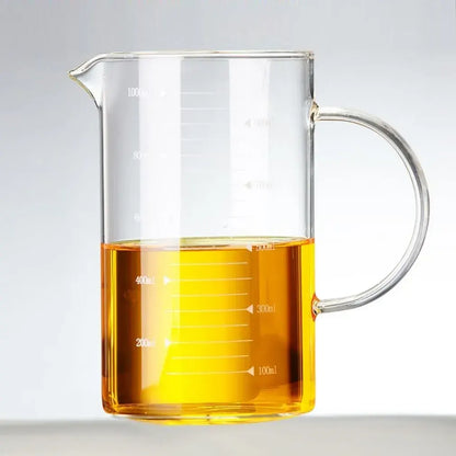 Large 1000ml Clear Borosilicate Glass Measuring Cup with Direct Fire Heat Resistance