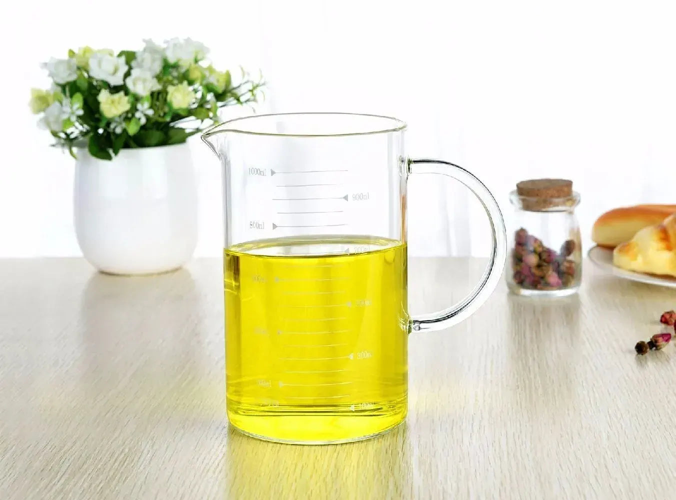 Large 1000ml Clear Borosilicate Glass Measuring Cup with Direct Fire Heat Resistance - Image 6