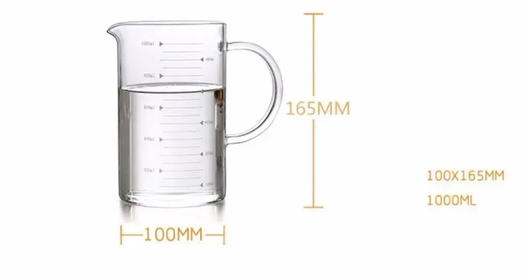 Large 1000ml Clear Borosilicate Glass Measuring Cup with Direct Fire Heat Resistance - Image 9