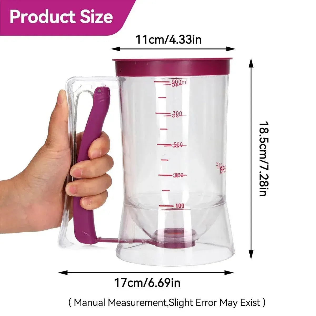 900mL Black Batter Dispenser for Waffles, Pancakes, and Cupcakes - Image 6