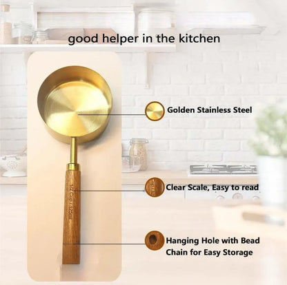 Stainless Steel Measuring Cups and Spoons Set, Cooper Finish, 8-Piece for Baking and Cooking - Image 2