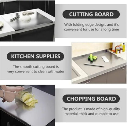 Silver Stainless Steel Chopping Board 60x50cm - Non-Slip Pastry Worktop Protector - Image 2