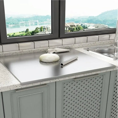 Silver Stainless Steel Chopping Board 60x50cm - Non-Slip Pastry Worktop Protector - Image 3