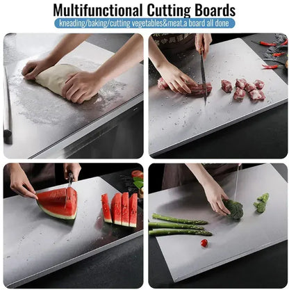 Silver Stainless Steel Chopping Board 60x50cm - Non-Slip Pastry Worktop Protector - Image 5