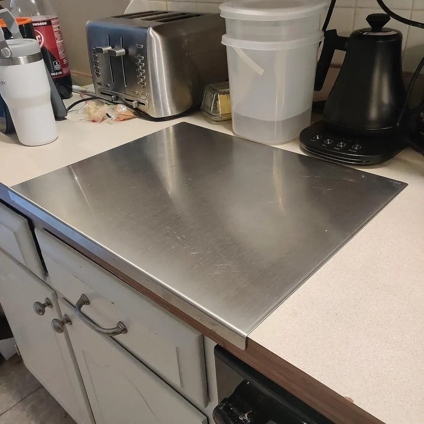 Silver Stainless Steel Chopping Board 60x50cm - Non-Slip Pastry Worktop Protector - Image 7