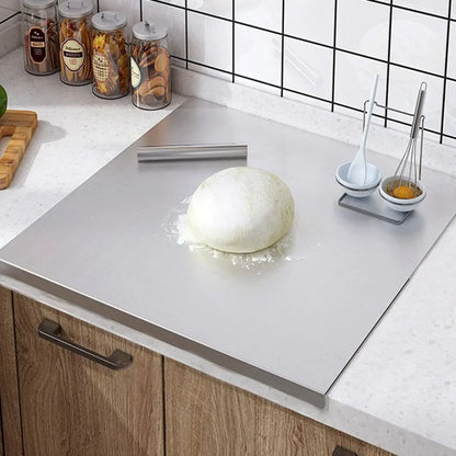 Silver Stainless Steel Chopping Board 70x50cm - Non-Slip Pastry Worktop Protector