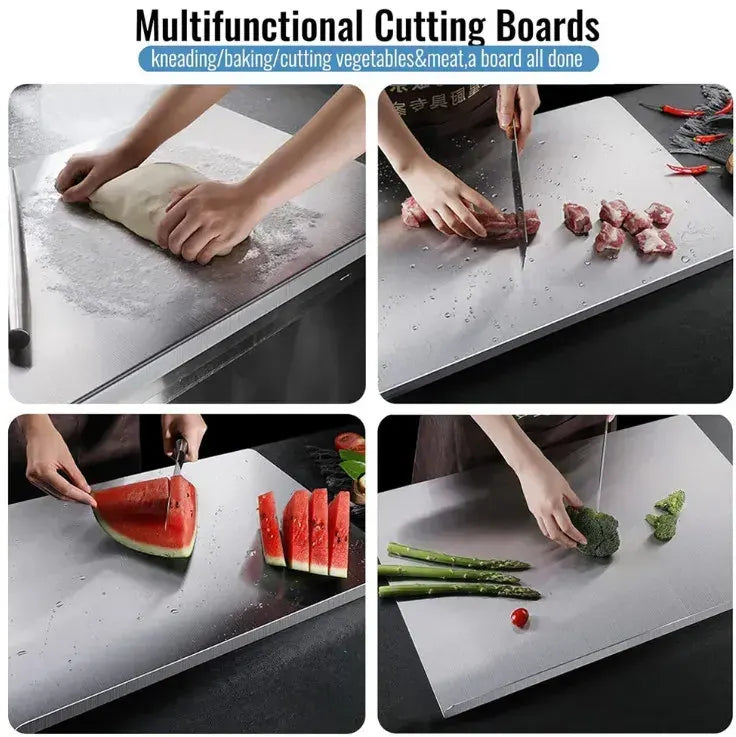Silver Stainless Steel Chopping Board 80x50cm - Non-Slip Pastry Worktop Protector - Image 5