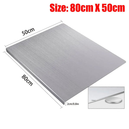 Silver Stainless Steel Chopping Board 80x50cm - Non-Slip Pastry Worktop Protector - Image 6