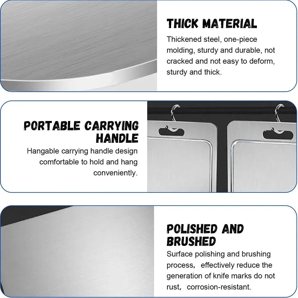 Double-Sided Titanium Cutting Board in Silver, 29x20CM, Durable and Heat Resistant - Image 5