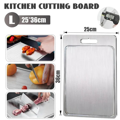 Double-Sided Titanium Cutting Board in Silver, 36x25CM, Heat Resistant for Kitchen and Camping - Image 3