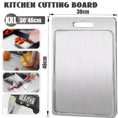 Double-Sided Titanium Cutting Board in Silver, 46x30cm, Durable and Heat Resistant - Image 3