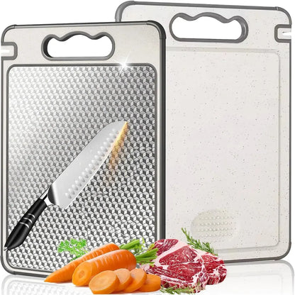 Titanium Double-Sided Cutting Board, 36.5x25cm, Silver, Stainless Steel for Kitchen and Camping