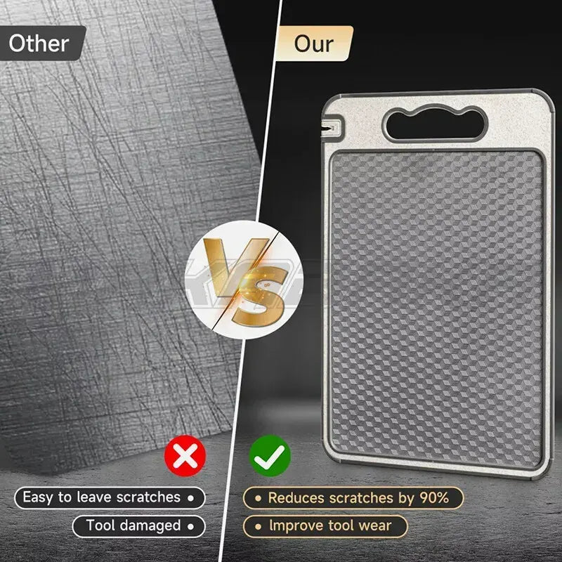Titanium Double-Sided Cutting Board, 36.5x25cm, Silver, Stainless Steel for Kitchen and Camping - Image 6