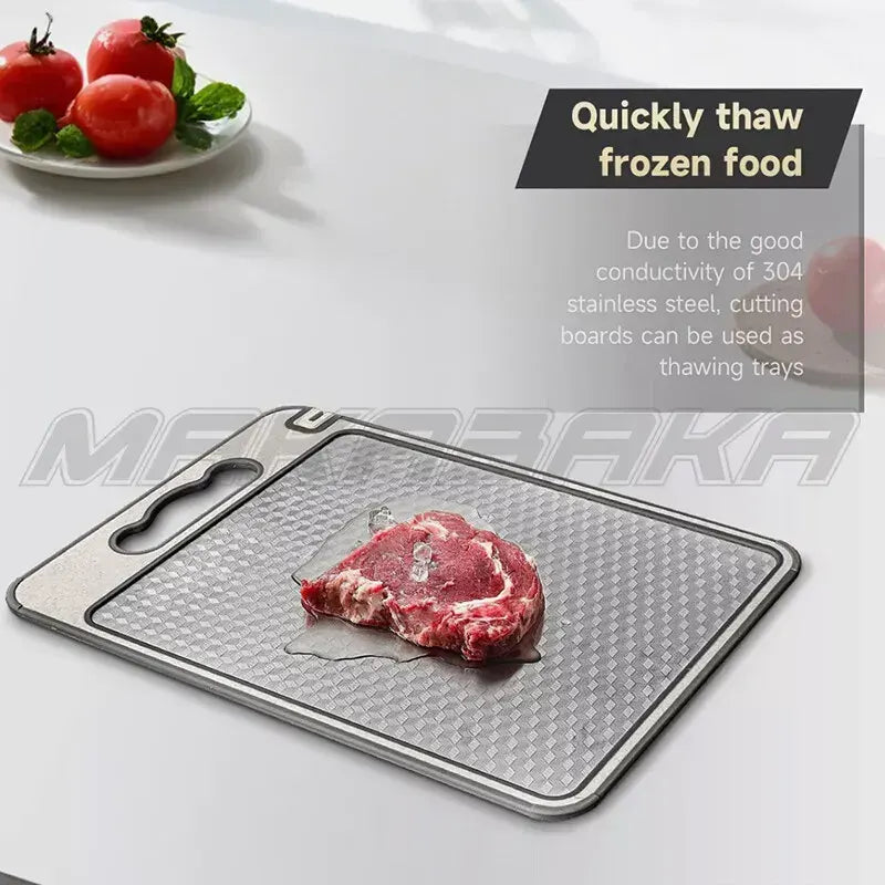 Titanium Double-Sided Cutting Board, 36.5x25cm, Silver, Stainless Steel for Kitchen and Camping - Image 7