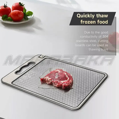 Titanium Double-Sided Cutting Board, 36.5x25cm, Silver, Stainless Steel for Kitchen and Camping - Image 7
