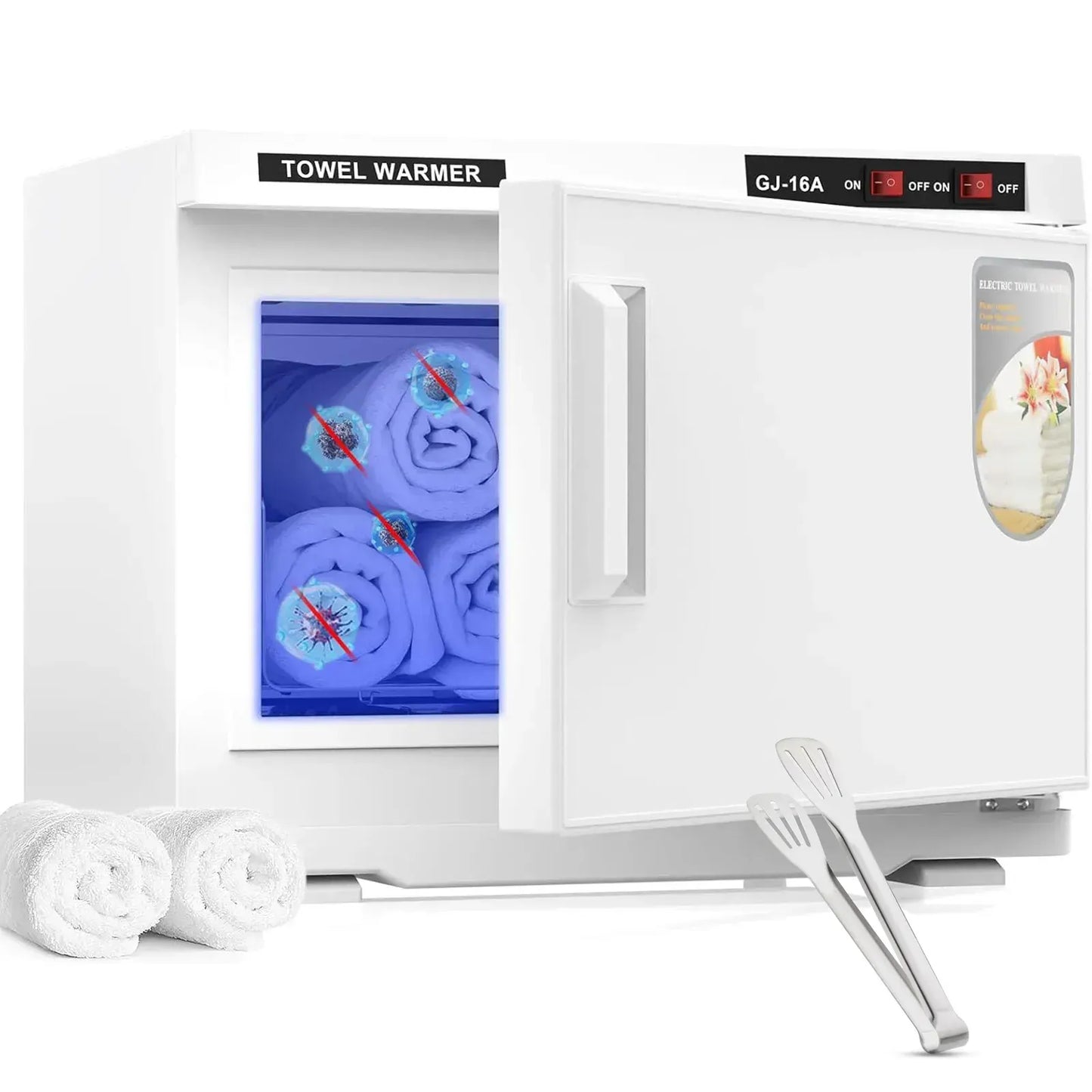 White 16L Black Hot Towel Warmer UV Sterilizer Cabinet for Salon and Home Use - Image 3