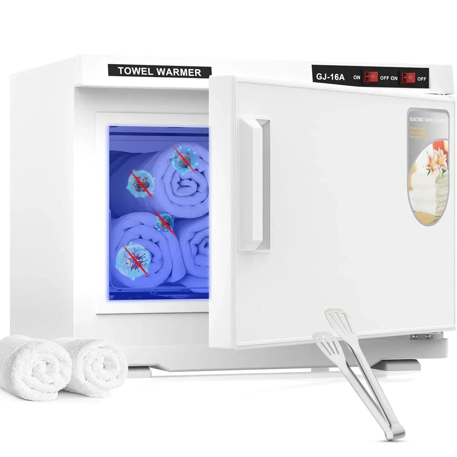 White 16L Black Hot Towel Warmer UV Sterilizer Cabinet for Salon and Home Use - Image 3
