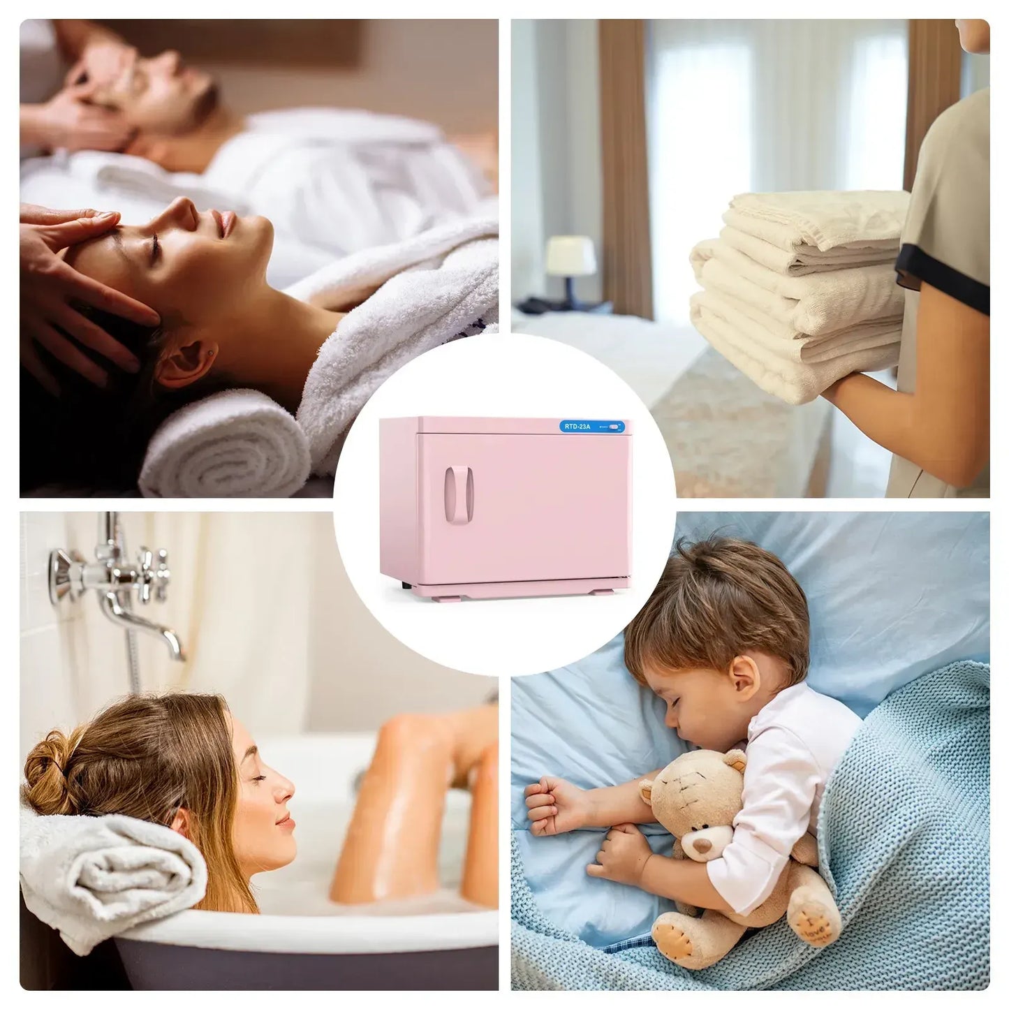 Pink 23L Hot Towel Warmer Cabinet with UV Sterilizer for Salon and Home Use - Image 2