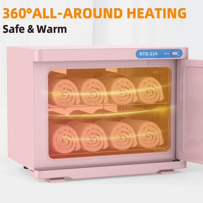 Pink 23L Hot Towel Warmer Cabinet with UV Sterilizer for Salon and Home Use - Image 4
