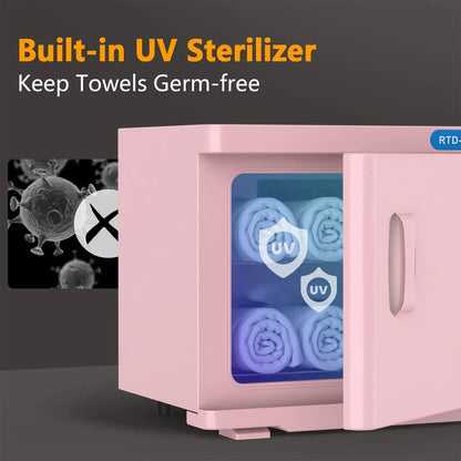 Pink 23L Hot Towel Warmer Cabinet with UV Sterilizer for Salon and Home Use - Image 6