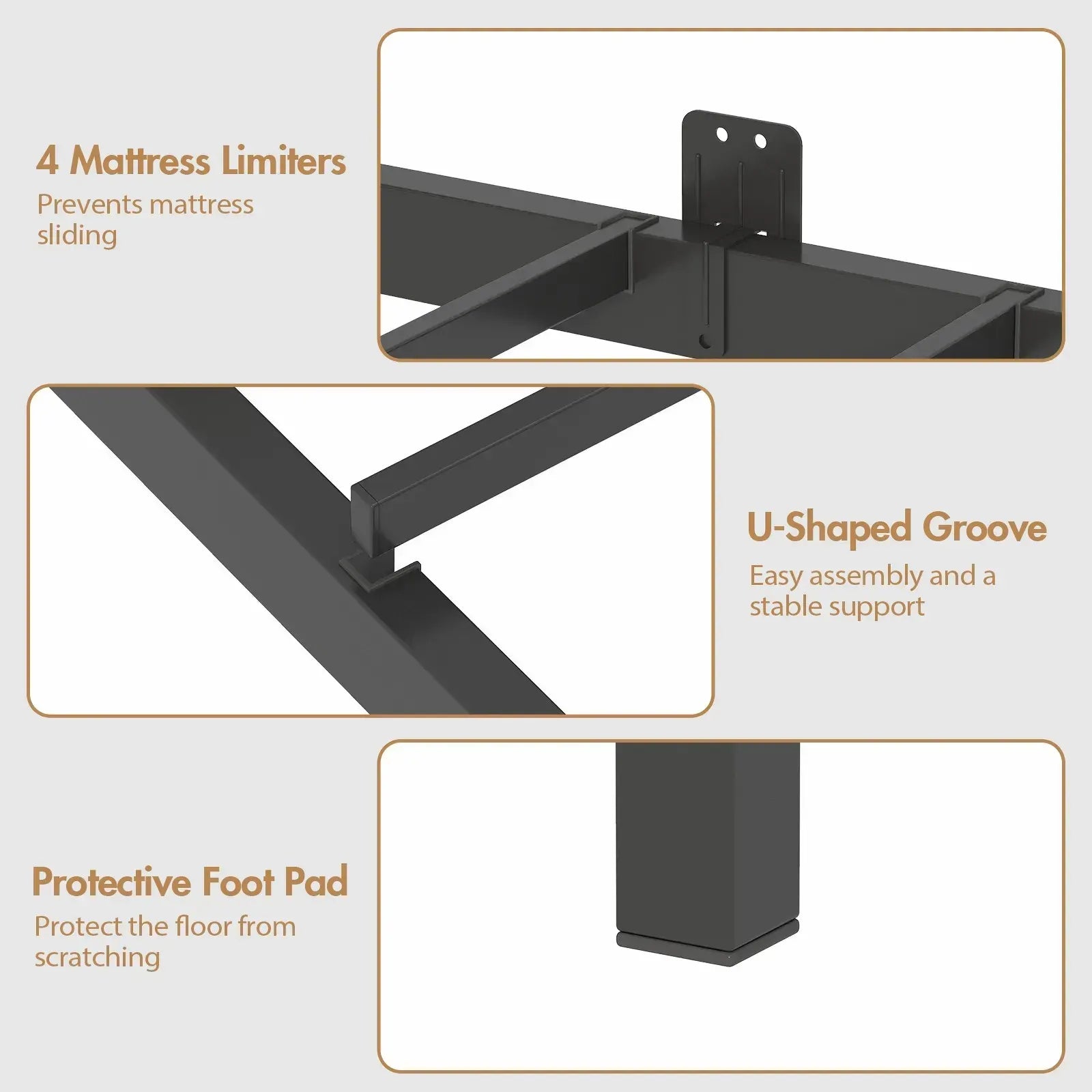 Walnut Single LED Corner Bed Frame in Black with 2 Storage Drawers and Charging Station - Image 9