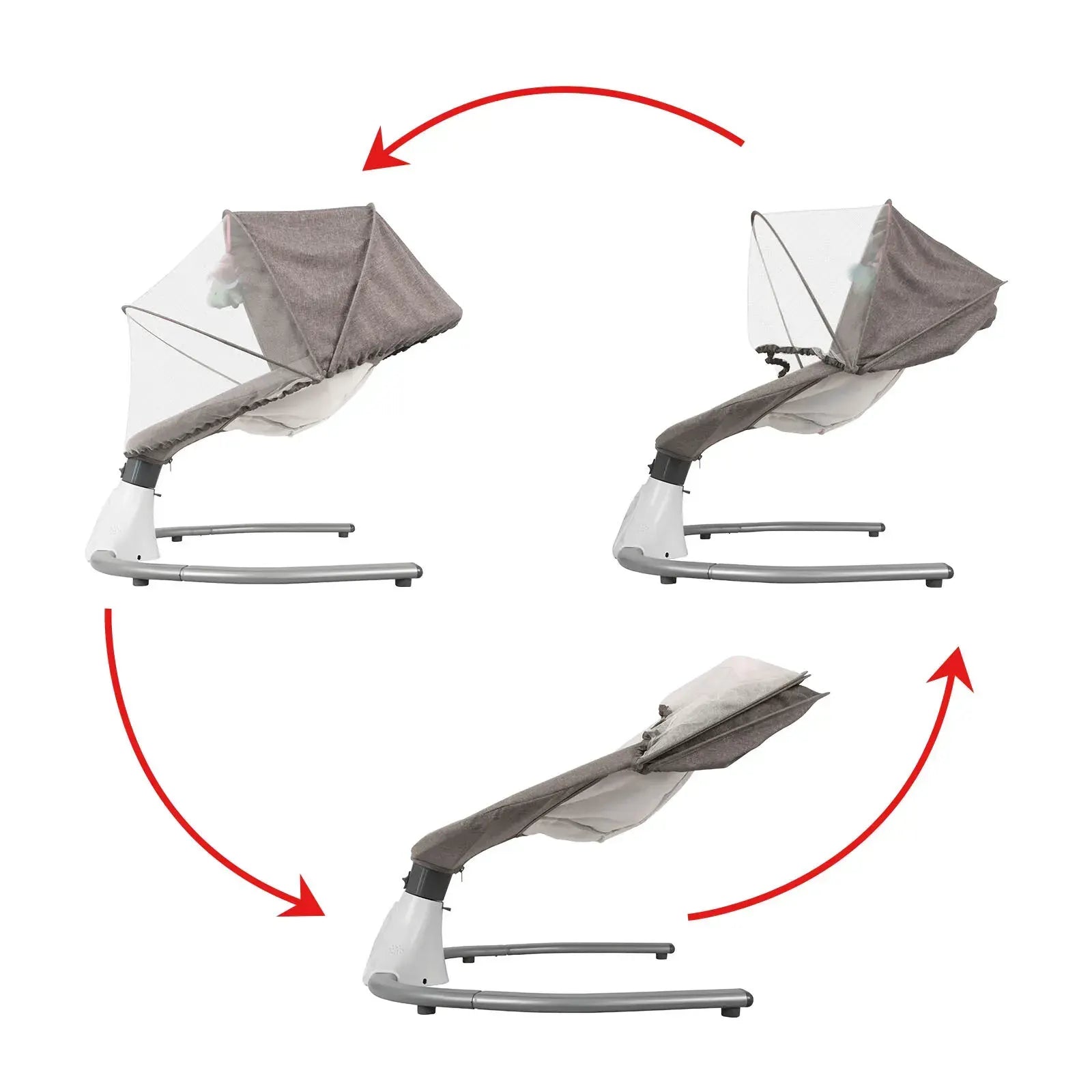 Electric Baby Bouncer Swing Chair Cradle Rocker Grey 65x70x53cm with Music Toys - Image 2