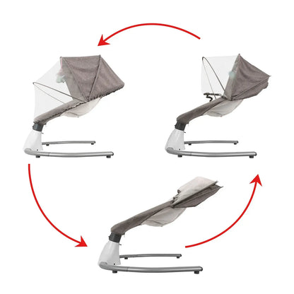Electric Baby Bouncer Swing Chair Cradle Rocker Grey 65x70x53cm with Music Toys - Image 2