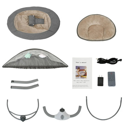 Electric Baby Bouncer Swing Chair Cradle Rocker Grey 65x70x53cm with Music Toys - Image 7