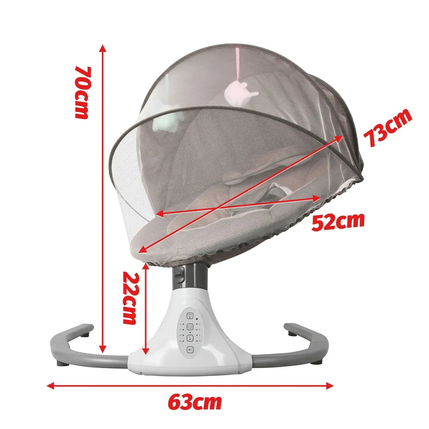 Electric Baby Bouncer Swing Chair Cradle Rocker Grey 65x70x53cm with Music Toys - Image 8