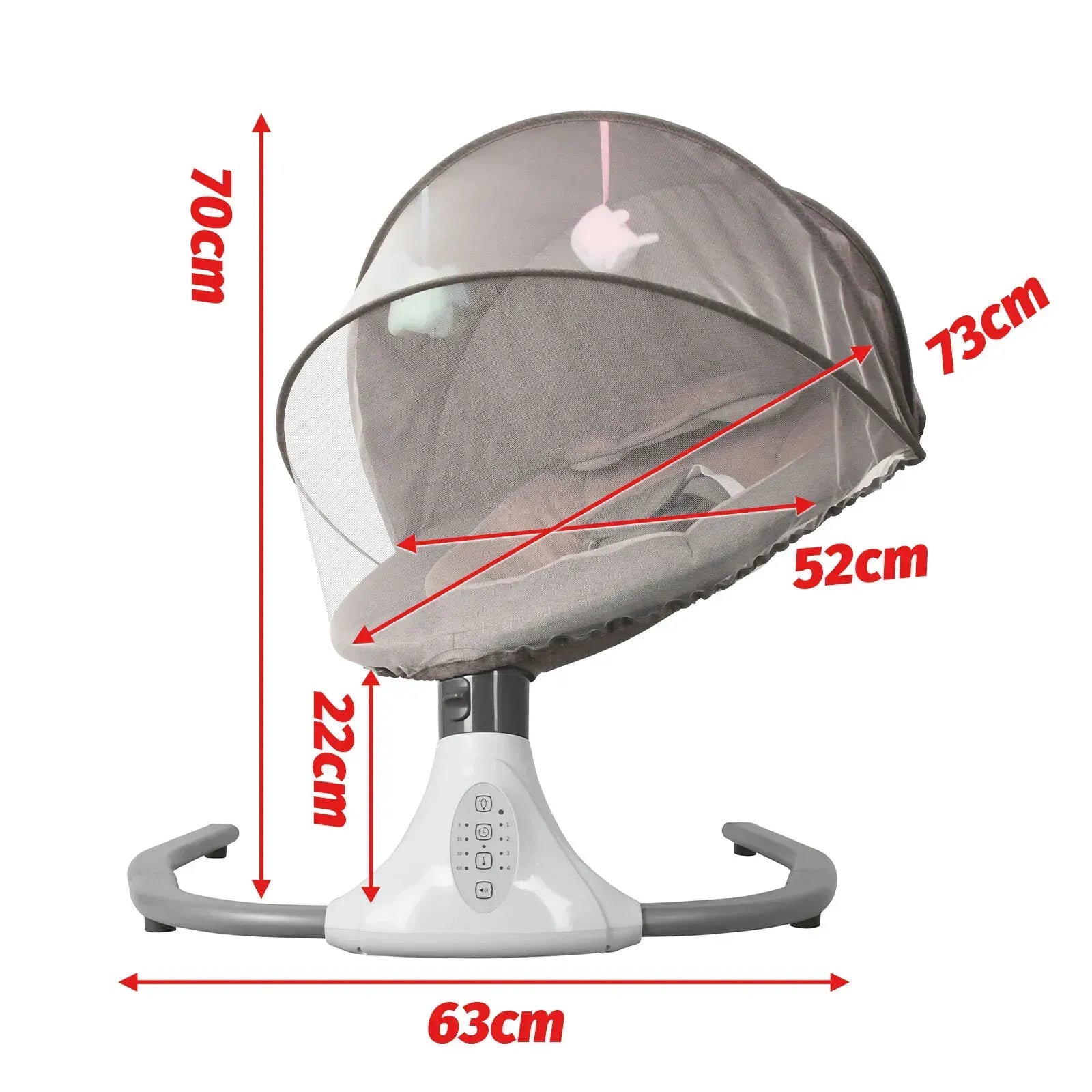 Electric Baby Bouncer Swing Chair Cradle Rocker Grey 65x70x53cm with Music Toys - Image 8