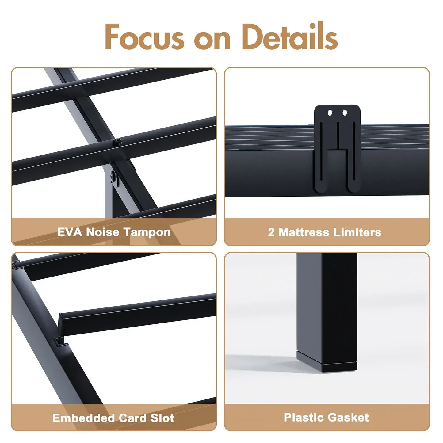 Double Black LED Bed Frame with 2 Storage Drawers and Charging Station - Image 6
