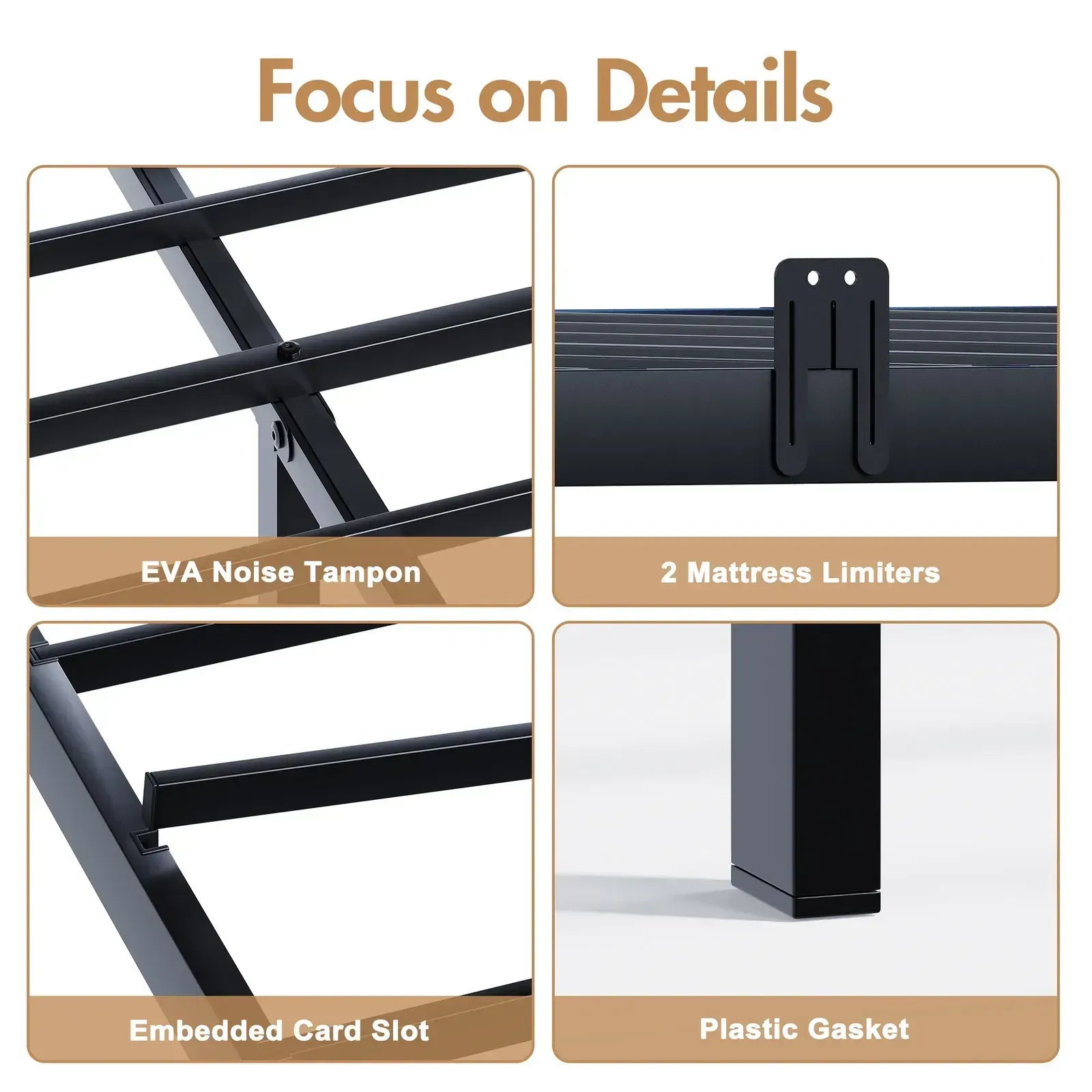 Double Black LED Bed Frame with 2 Storage Drawers and Charging Station - Image 6