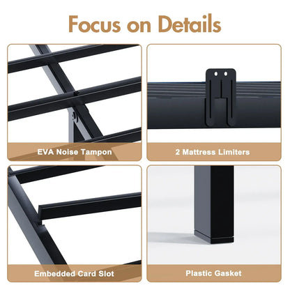 Double Black LED Bed Frame with 2 Storage Drawers and Charging Station - Image 6