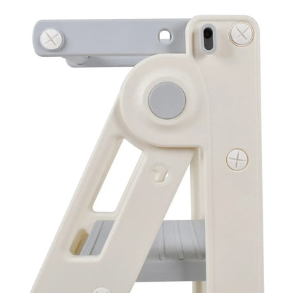 Foldable Kids Step Stool Kitchen Helper Tower in Grey, Adjustable Height, 55x55x79cm - Image 6