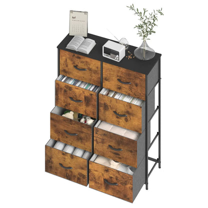 Tallboy Dresser Chest of Drawers in Black - 8 Fabric Drawers, 96x86cm - Image 5