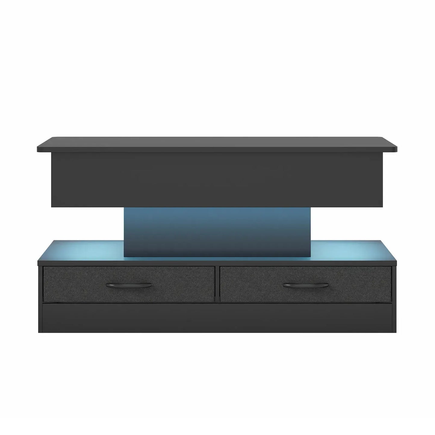 LED Lift Top Coffee Table in Black with 2-Tier Design and Drawers for Living Room - Image 3