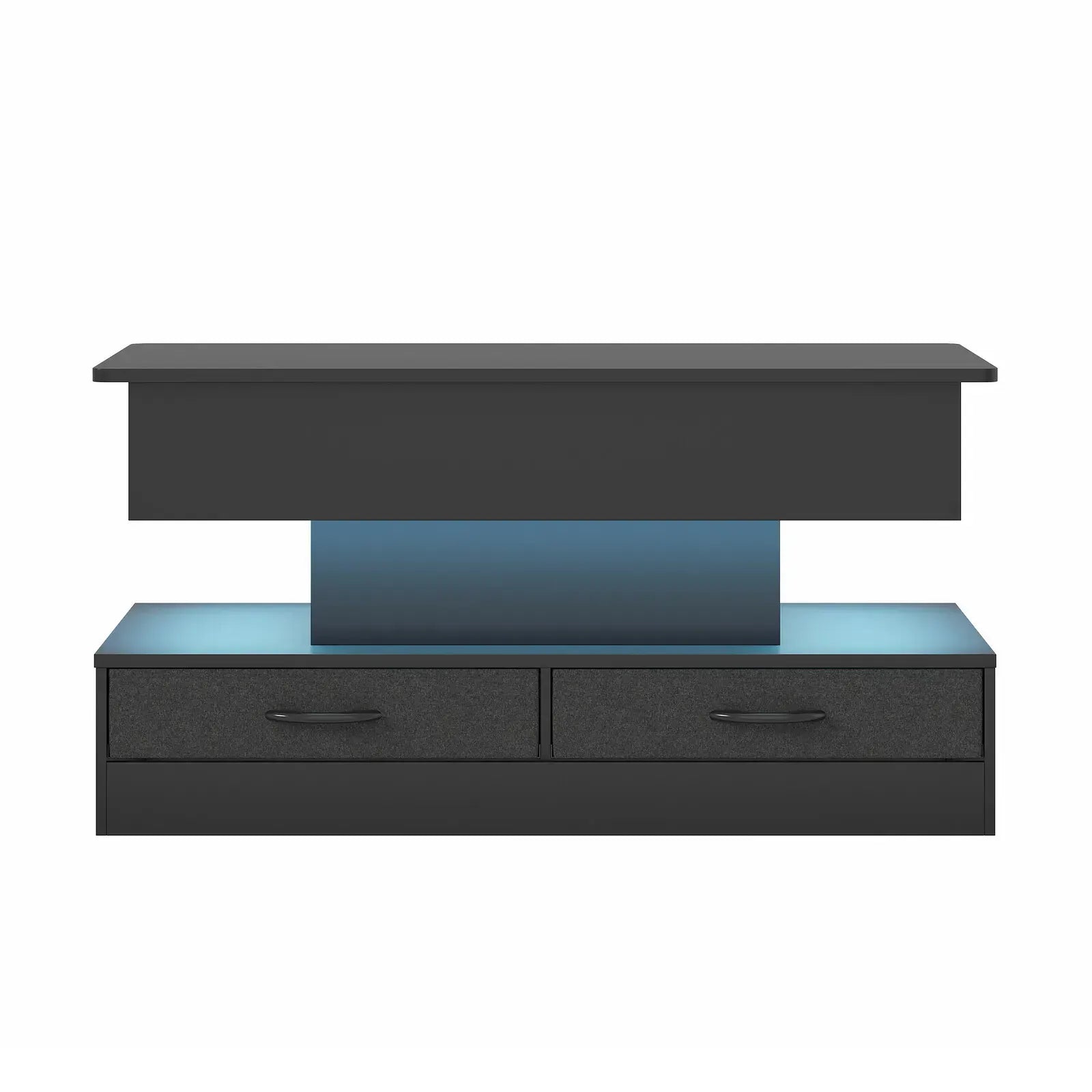LED Lift Top Coffee Table in Black with 2-Tier Design and Drawers for Living Room - Image 3