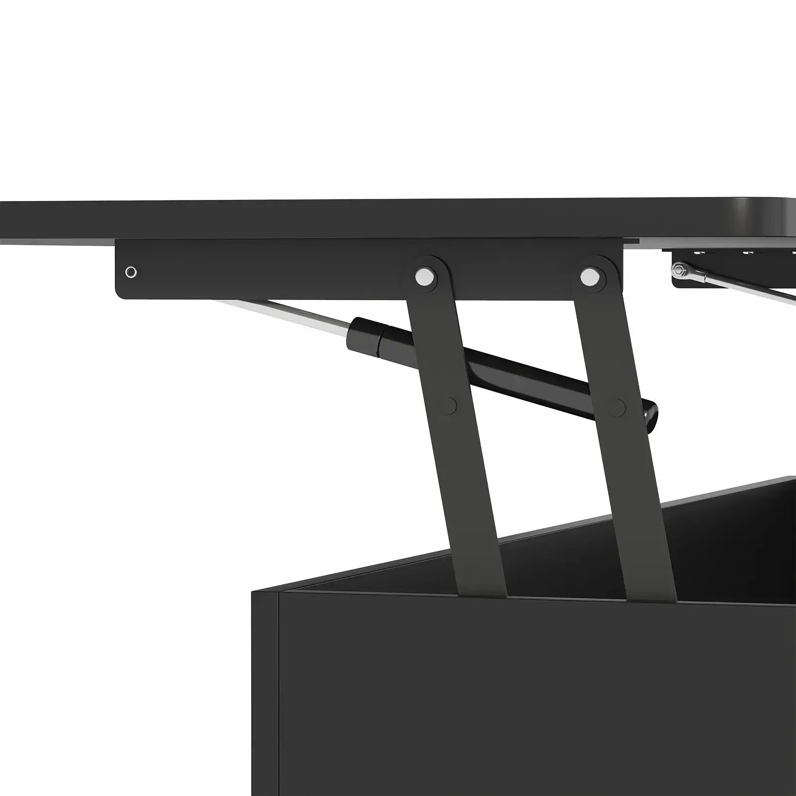 LED Lift Top Coffee Table in Black with 2-Tier Design and Drawers for Living Room - Image 9
