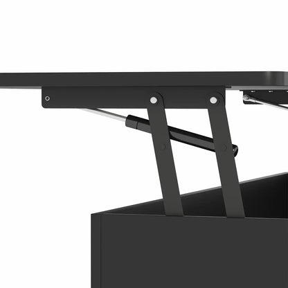 LED Lift Top Coffee Table in Black with 2-Tier Design and Drawers for Living Room - Image 9