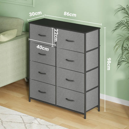 Grey Tallboy Chest of 8 Drawers Storage Cabinet for Bedroom and Living Room - Image 8