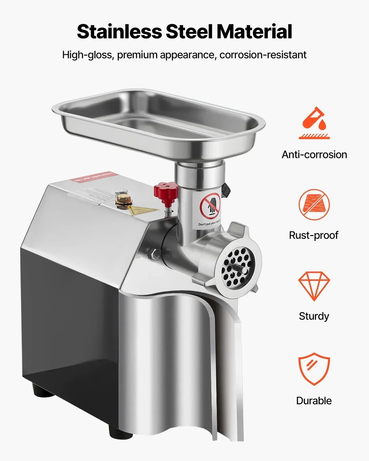 Commercial Electric Meat Grinder, Stainless Steel, 2.04 kg/Min, Sausage Stuffer - Image 9