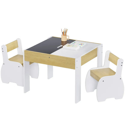 3-Piece Kids Table and Chairs Set in White with Storage, 60x60x48cm - Image 2