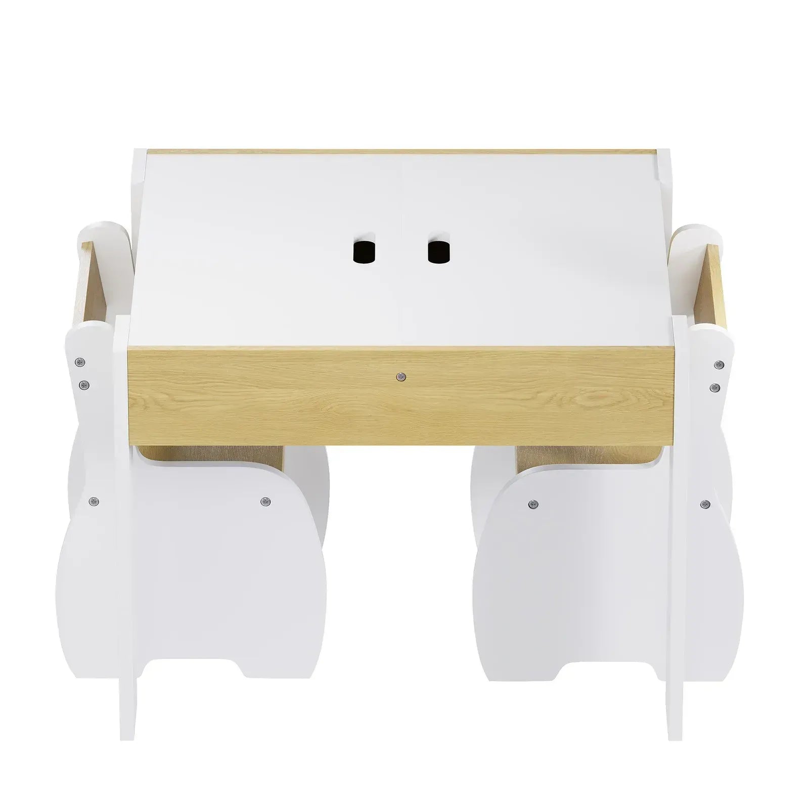 3-Piece Kids Table and Chairs Set in White with Storage, 60x60x48cm - Image 4