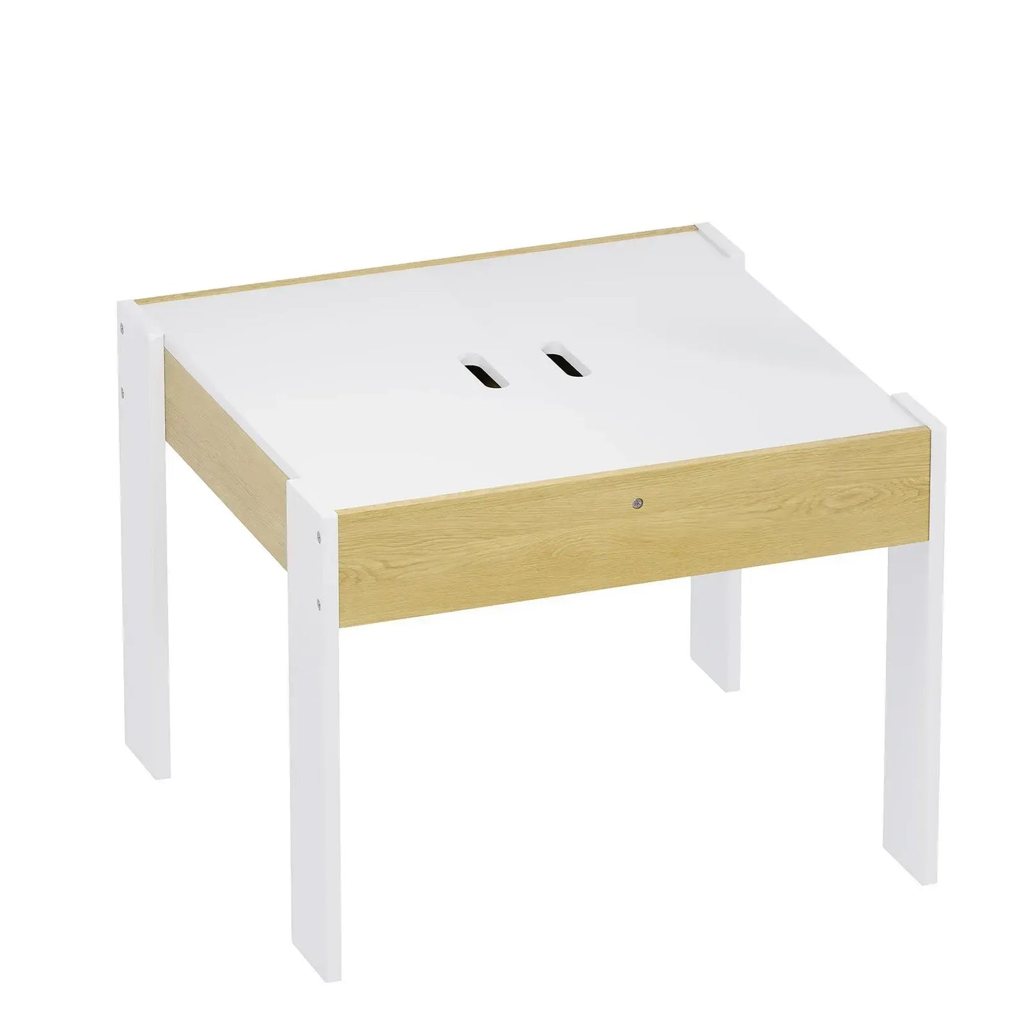 3-Piece Kids Table and Chairs Set in White with Storage, 60x60x48cm - Image 5