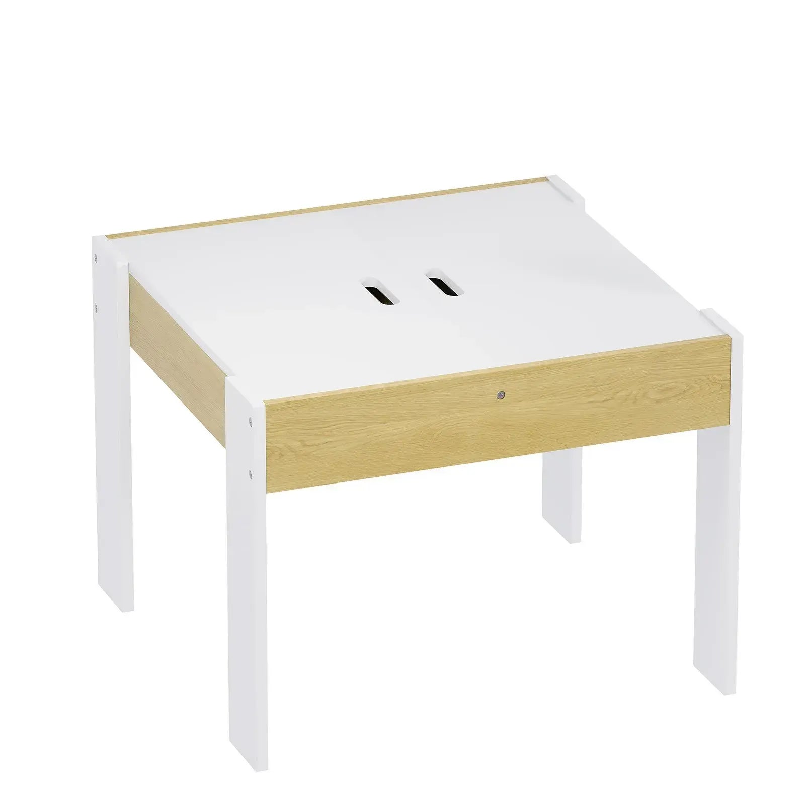 3-Piece Kids Table and Chairs Set in White with Storage, 60x60x48cm - Image 5